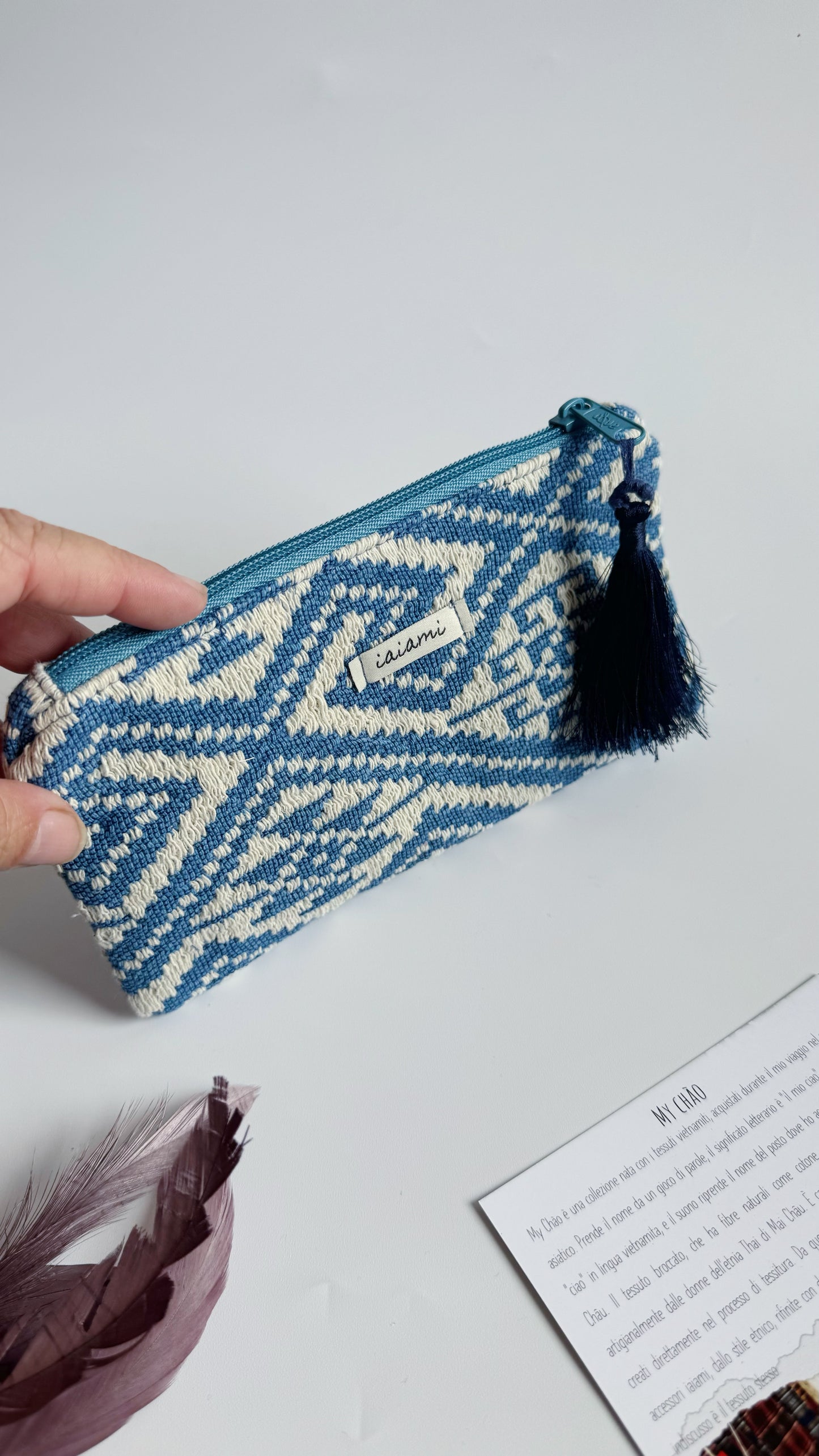 Pochette Mini - Geometrica blue nappina in seta