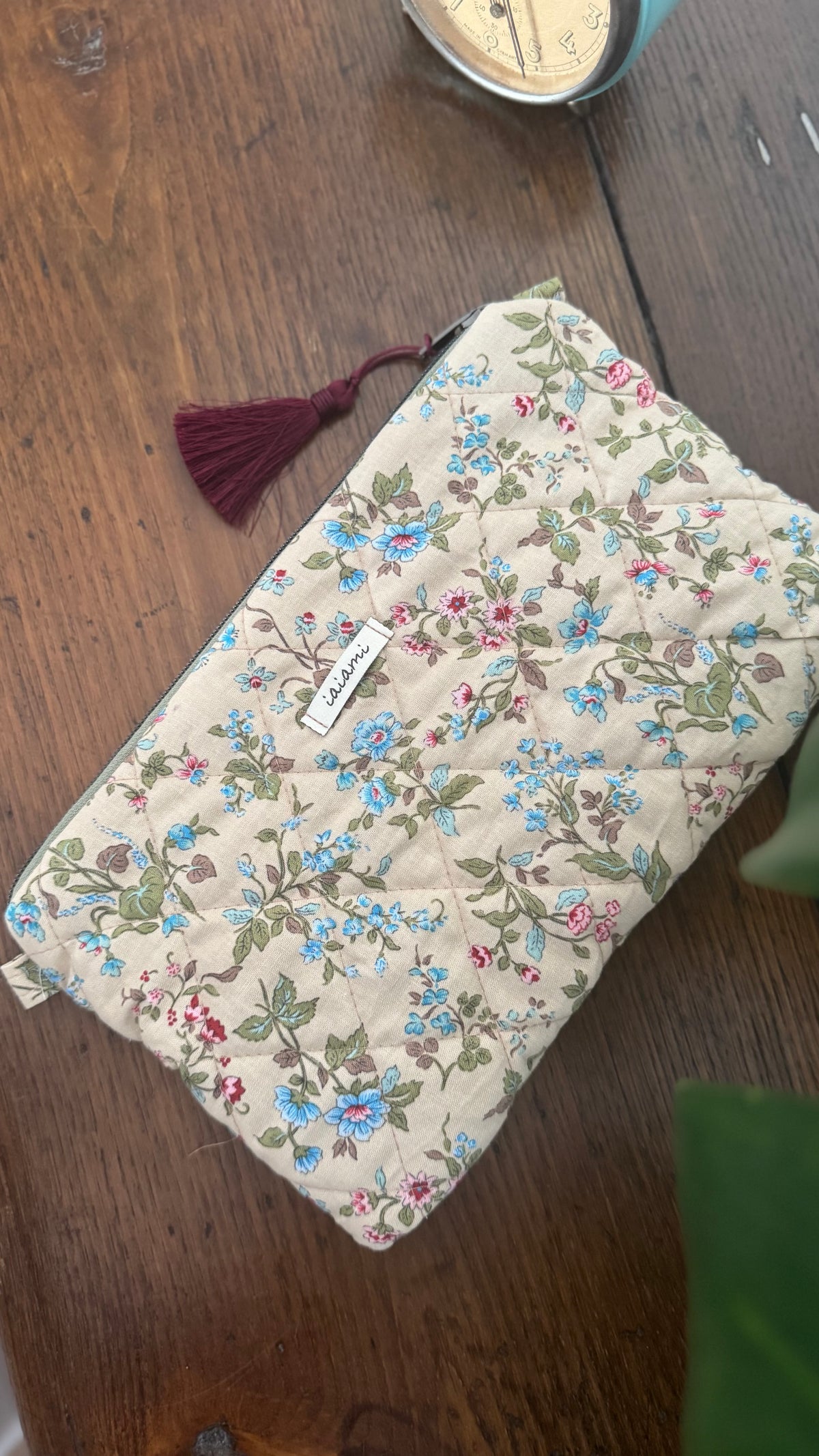 Pochette trapuntata Maxi - Fiori Avana (Hanbok)