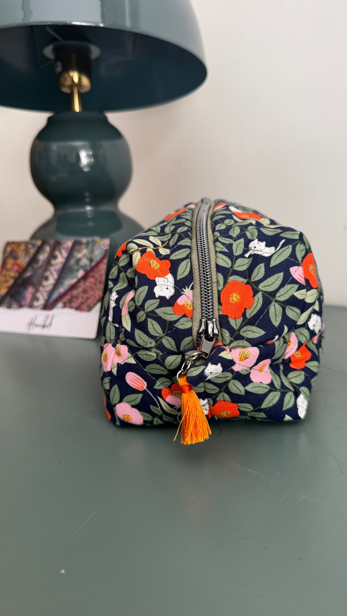 Cubotto trapuntato - Fiori Arancio Verde (Hanbok)