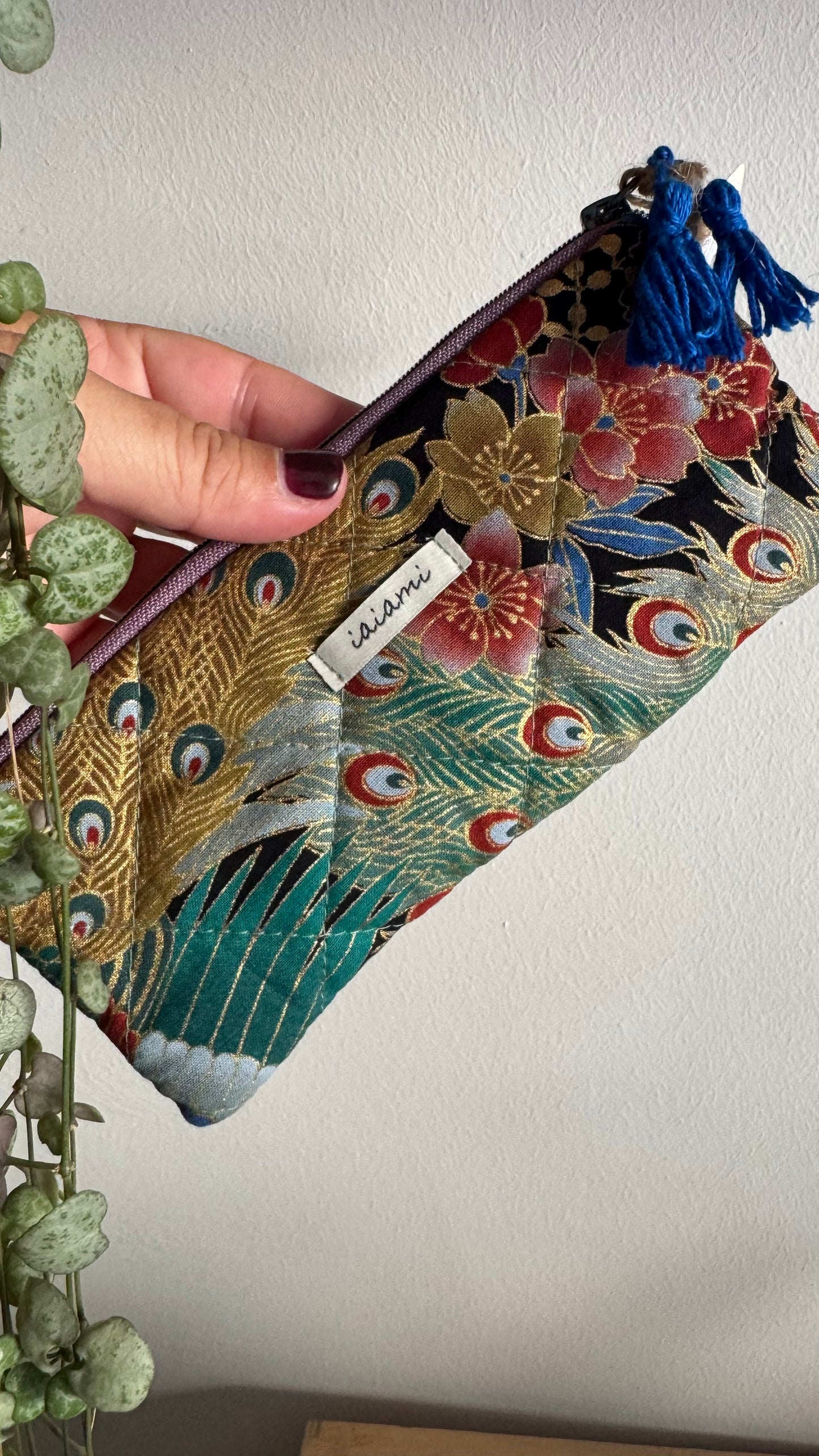 Astuccio trapuntato (Porta occhiali) - Pavone dorato (Nippori)