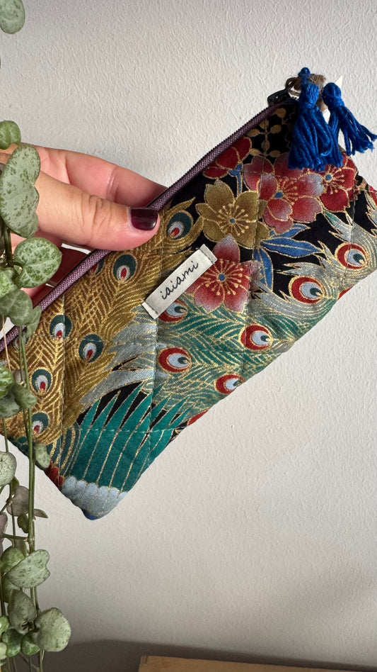 Astuccio trapuntato (Porta occhiali) - Pavone dorato (Nippori)