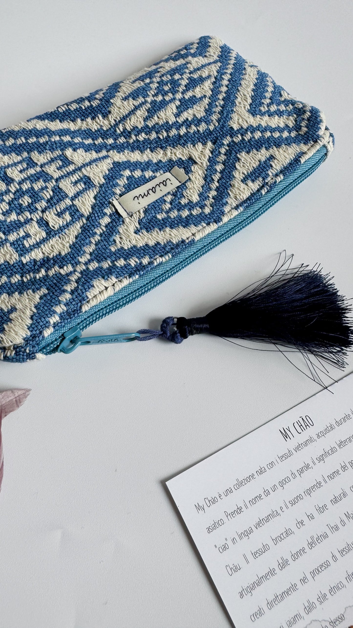 Pochette Mini - Geometrica blue nappina in seta