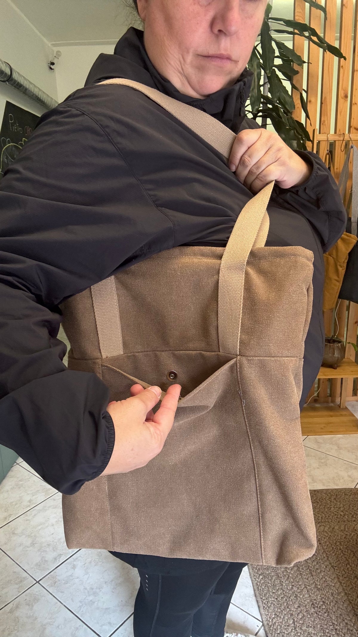 Tote Bag Tamalito - Tortora /  Fiori Arancio Grey (Hanbok)