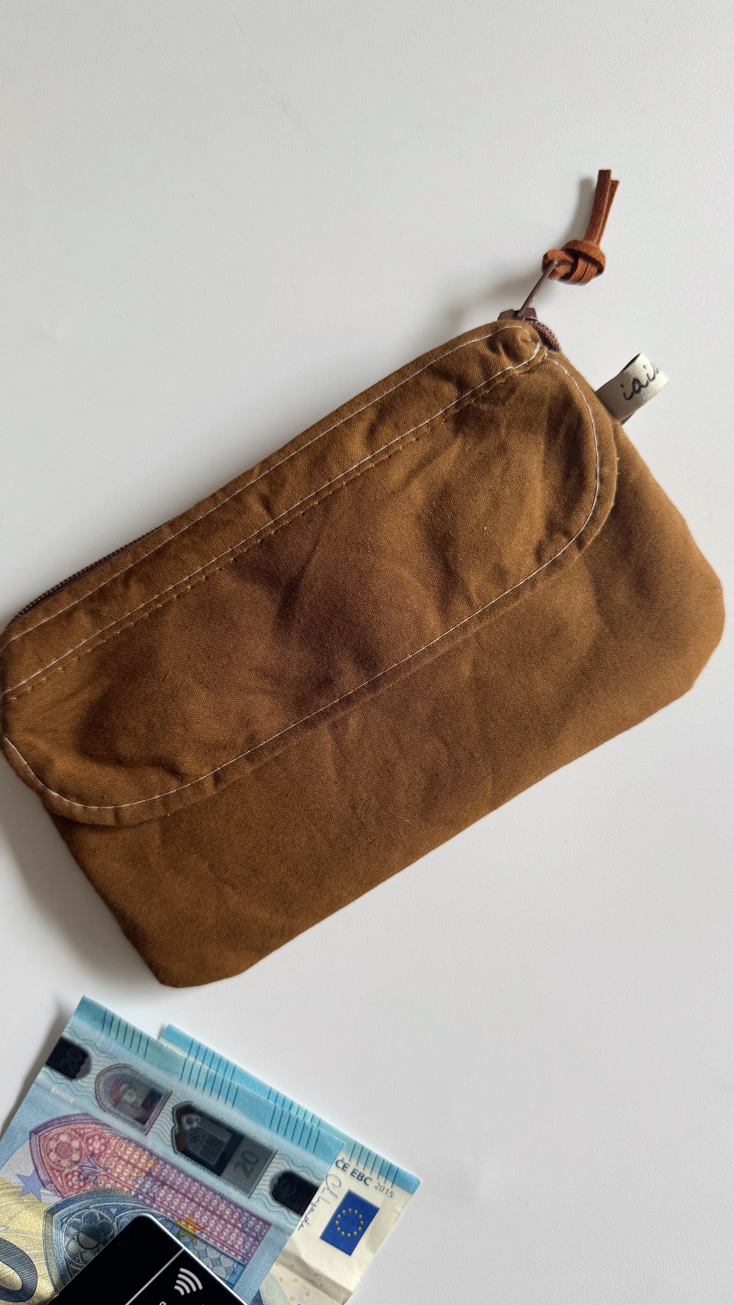 Pocket Pochette con tasca (Mini) - Camel/Mattonelle