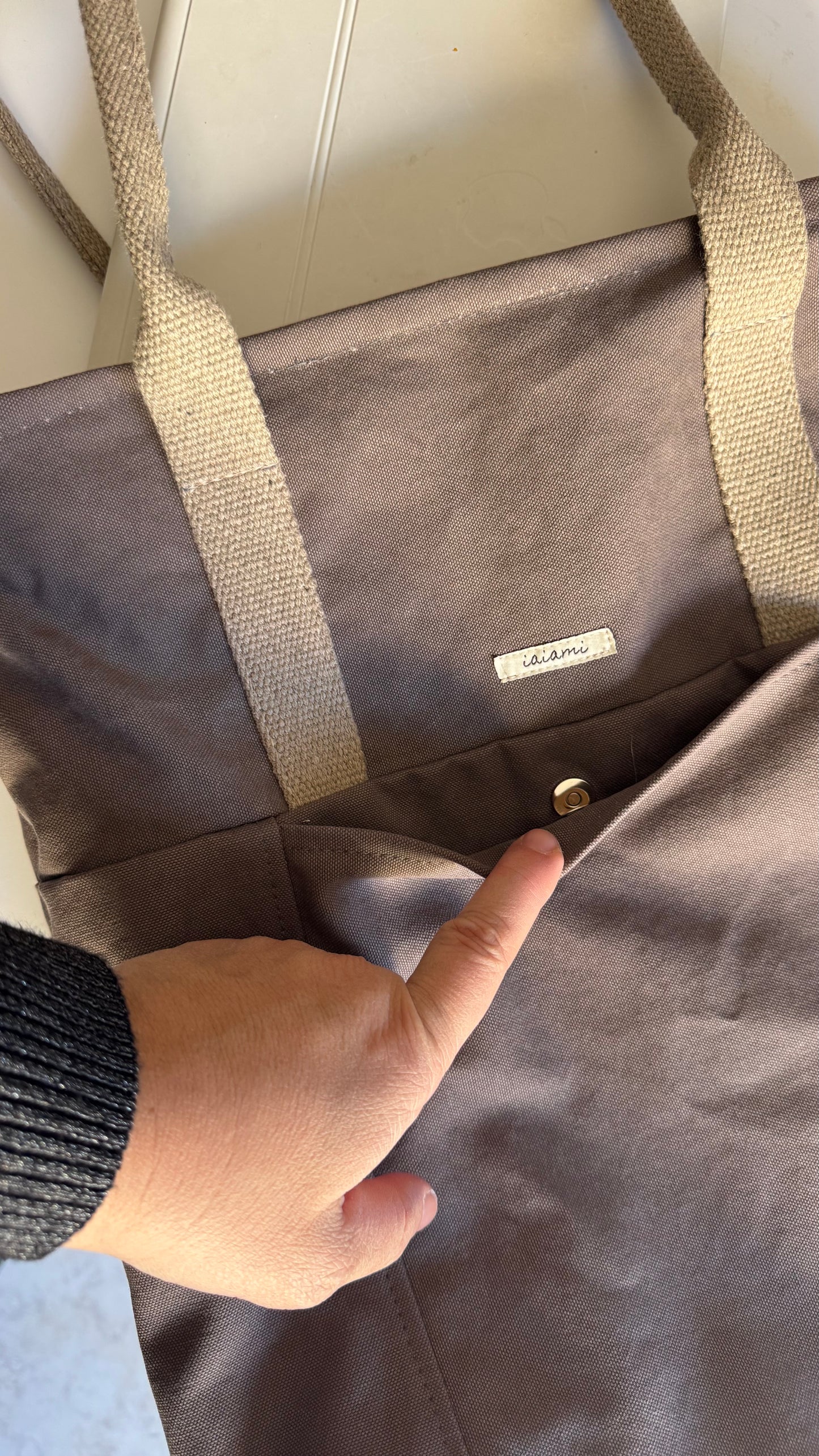 Tote Bag Tamalito - Grigio /Verde & rosa (Stripes)