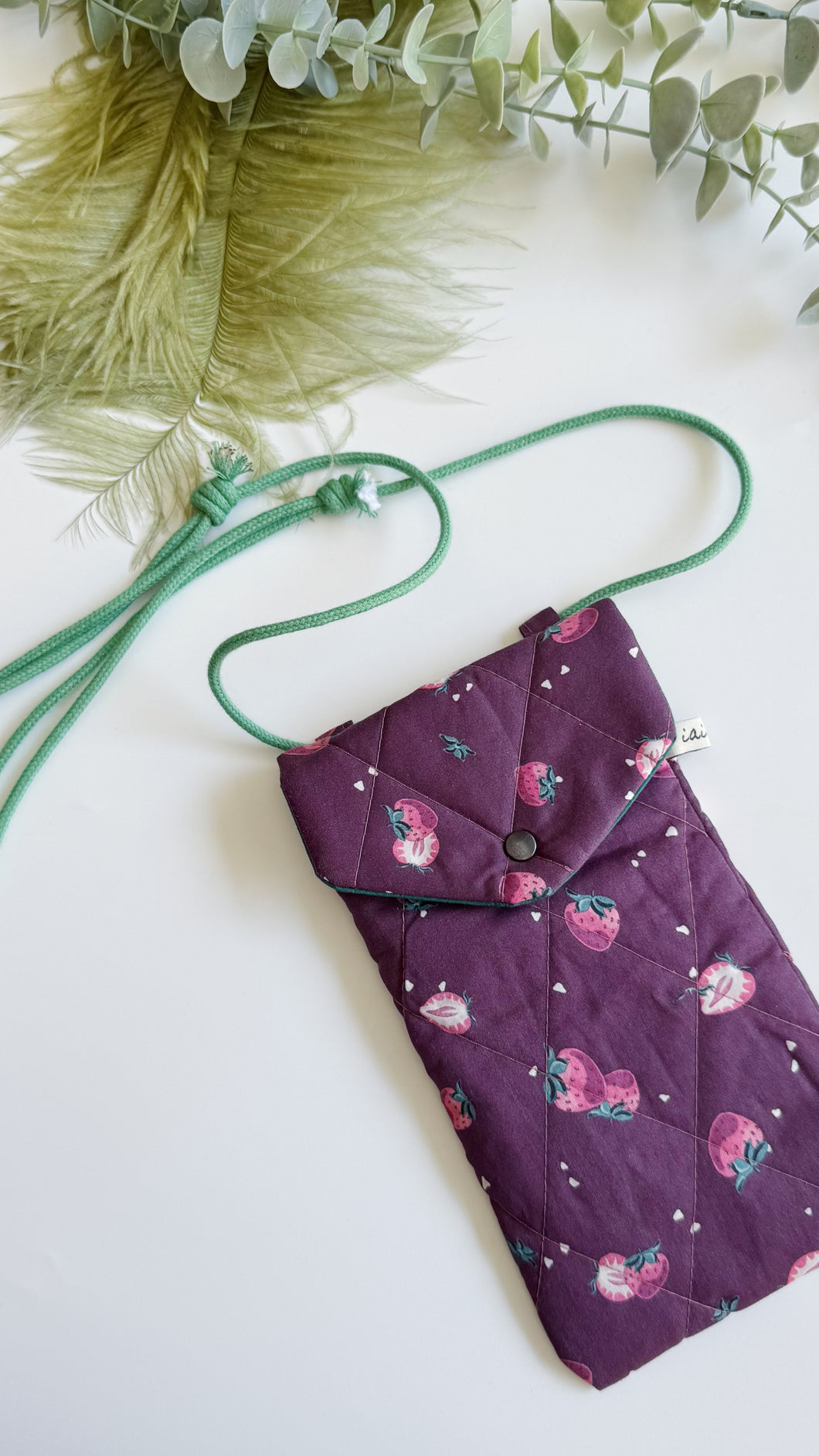 Astuccio porta cellulare - Fragole (Trapuntata)