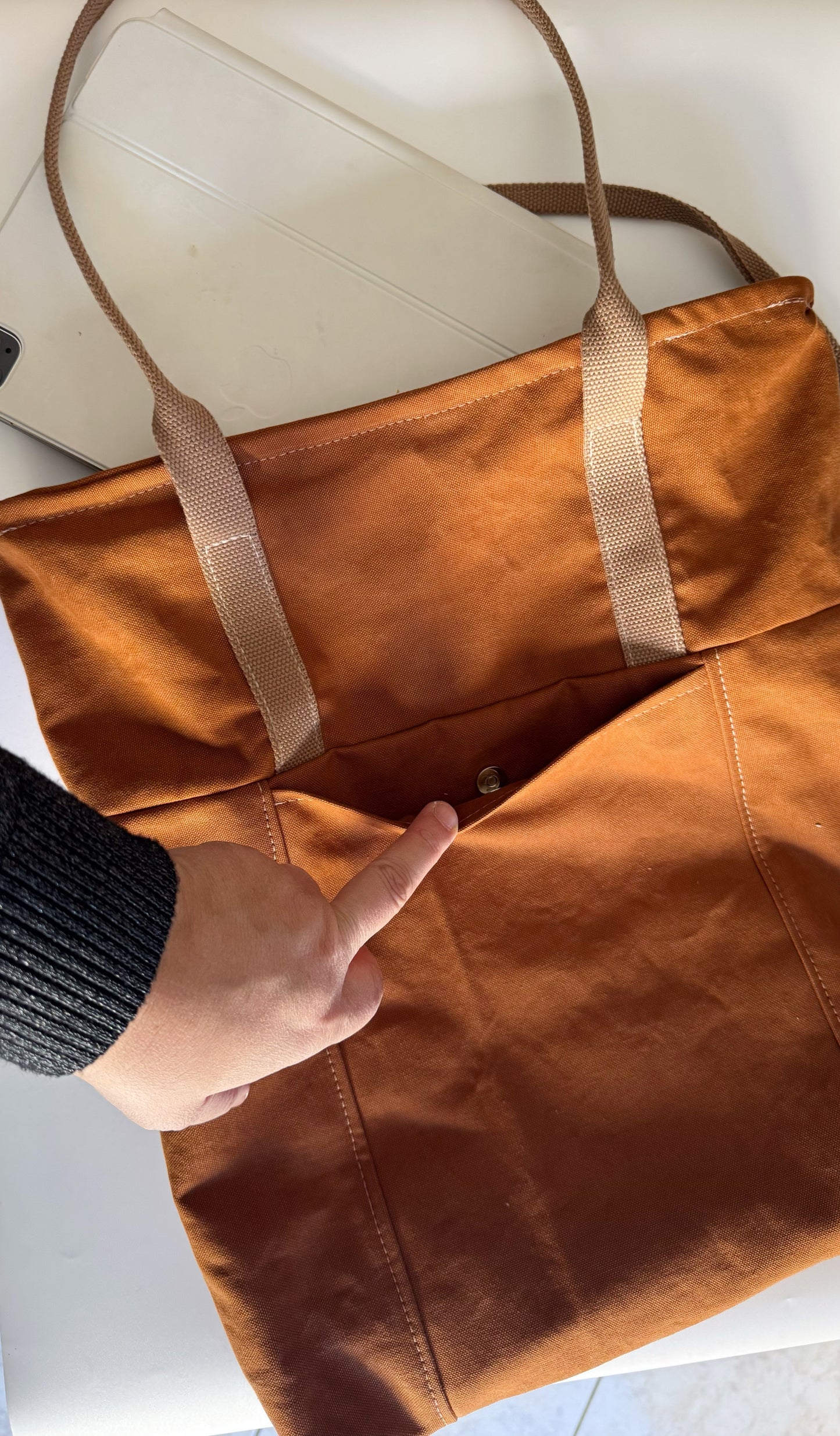 Tote Bag Tamalito - Terracotta /Cammello & rosa (Stripes)
