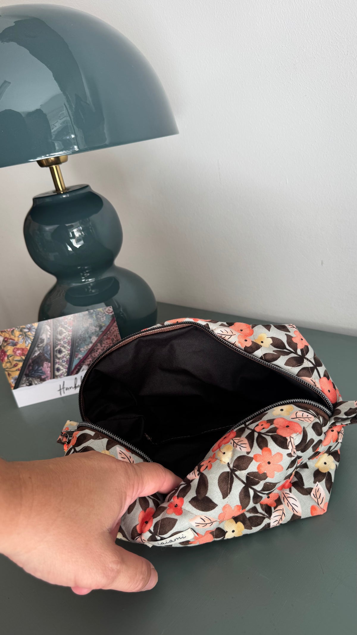 Cubotto trapuntato - Fiori Arancio Grey (Hanbok)