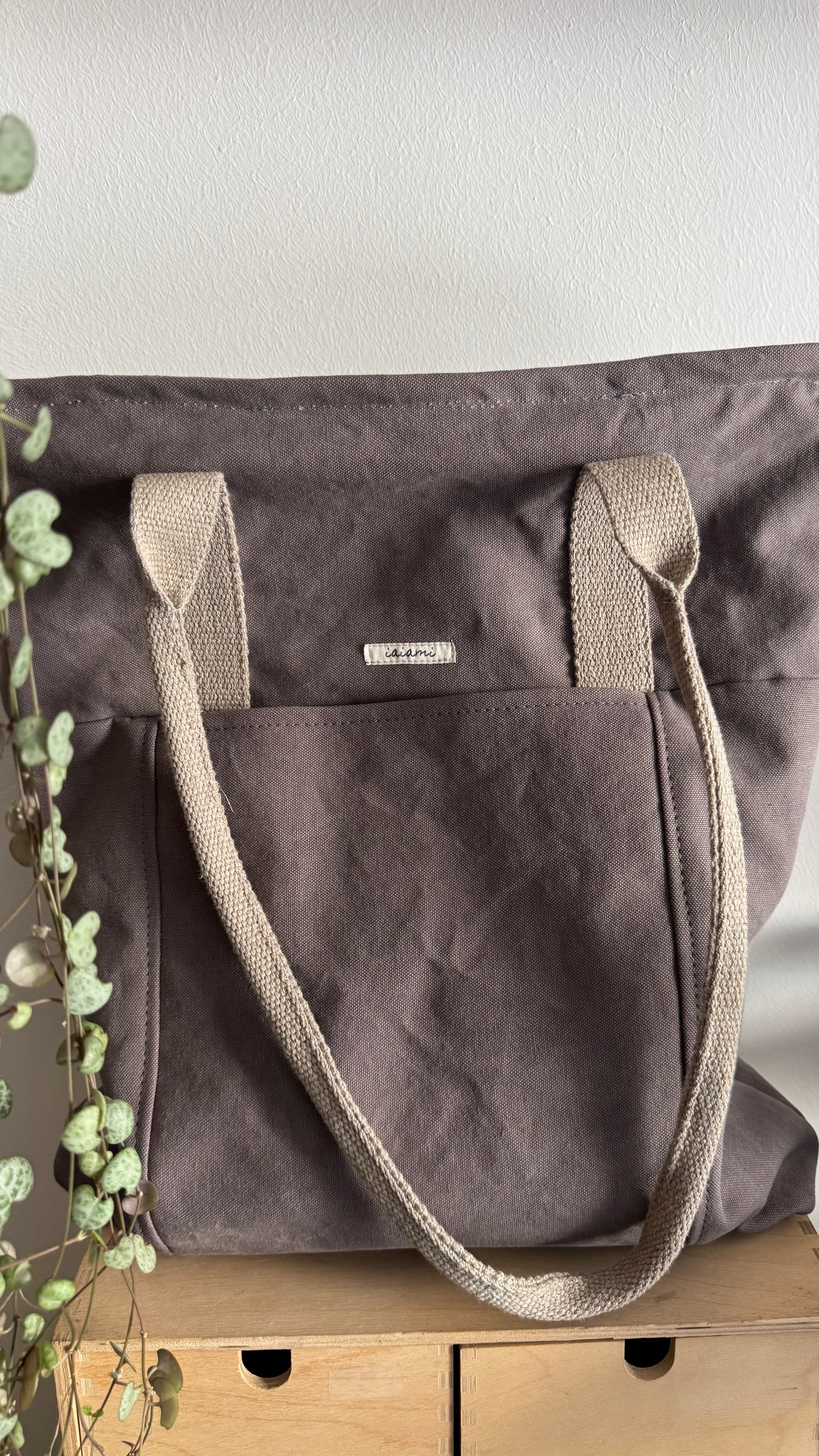 Tote Bag Tamalito - Grigio /Verde & rosa (Stripes)