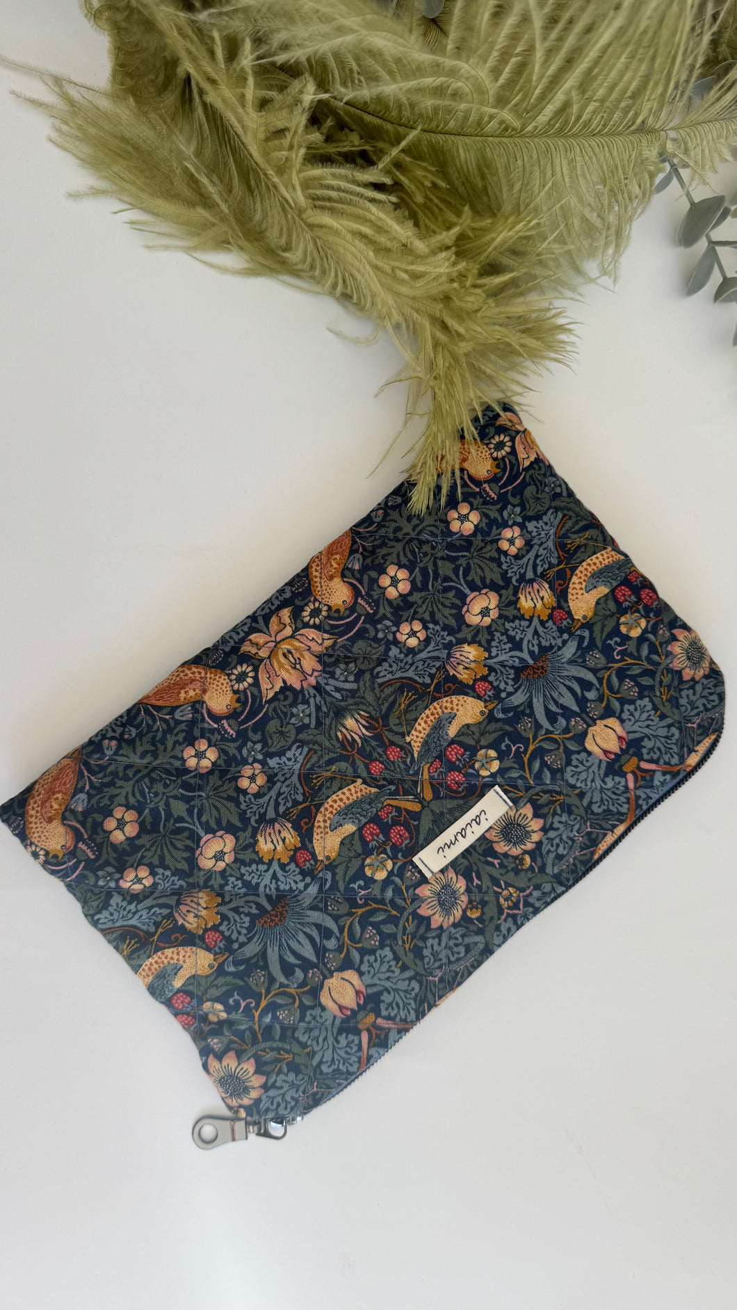 Pochette trapuntata - foglie blue (Nippori)
