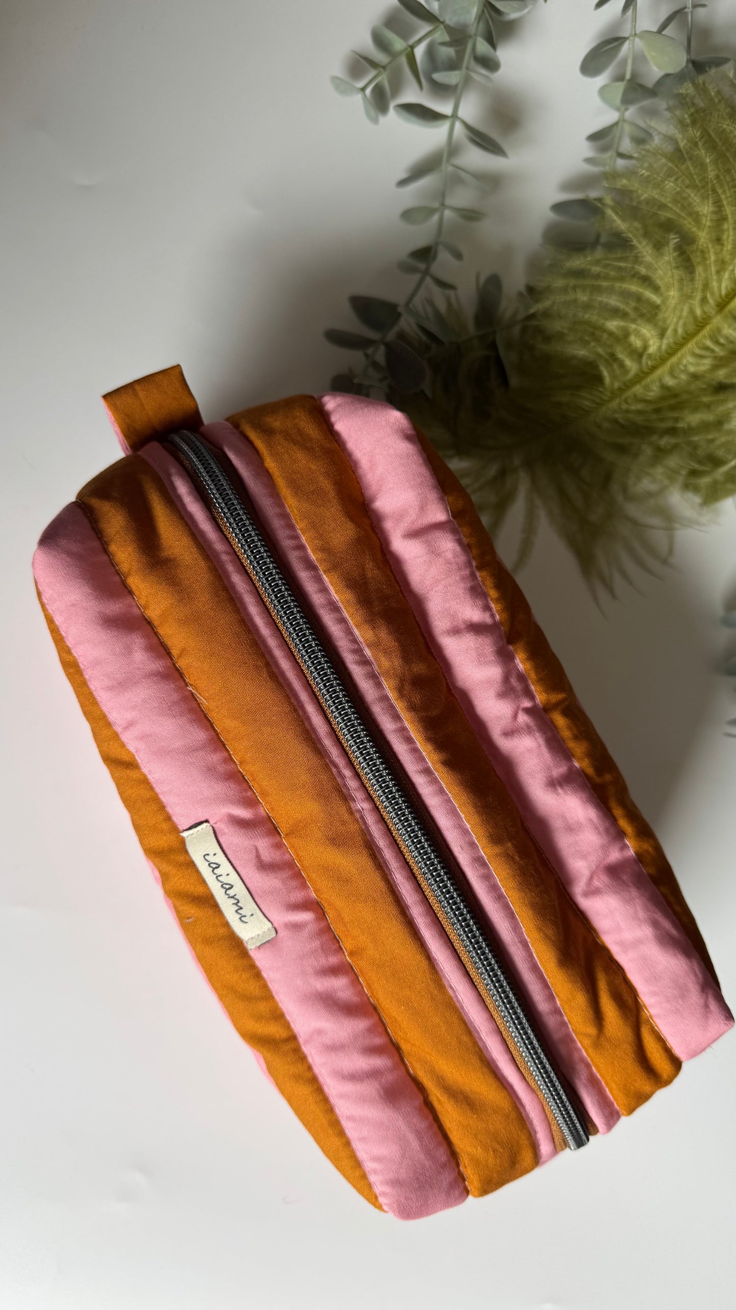 Cubotto trapuntato - Rosa & Cammello (Stripes)