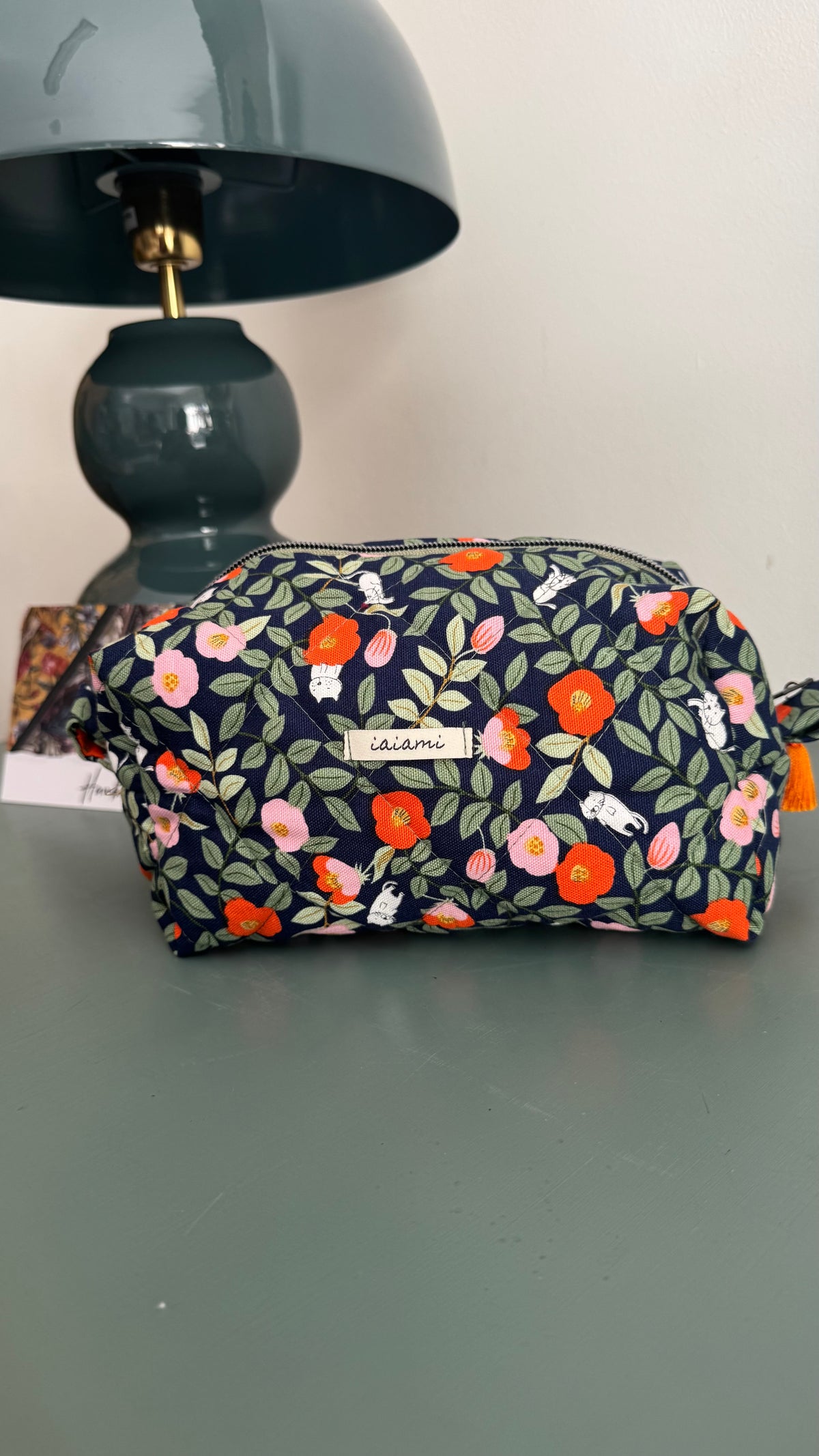 Cubotto trapuntato - Fiori Arancio Verde (Hanbok)