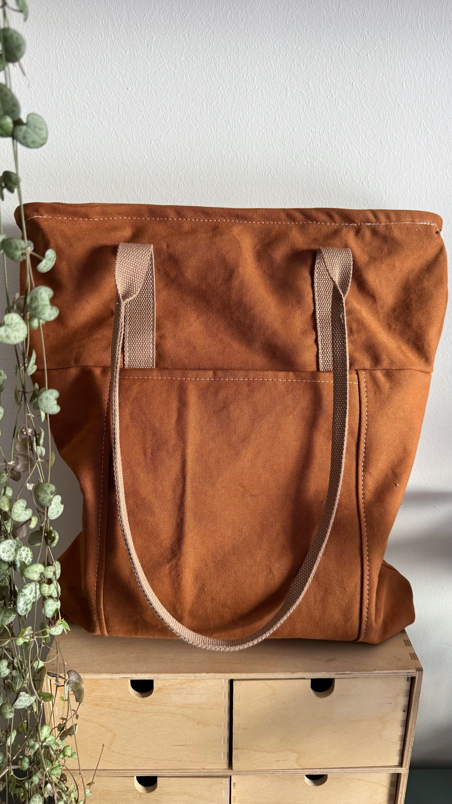 Tote Bag Tamalito - Terracotta /Cammello & rosa (Stripes)