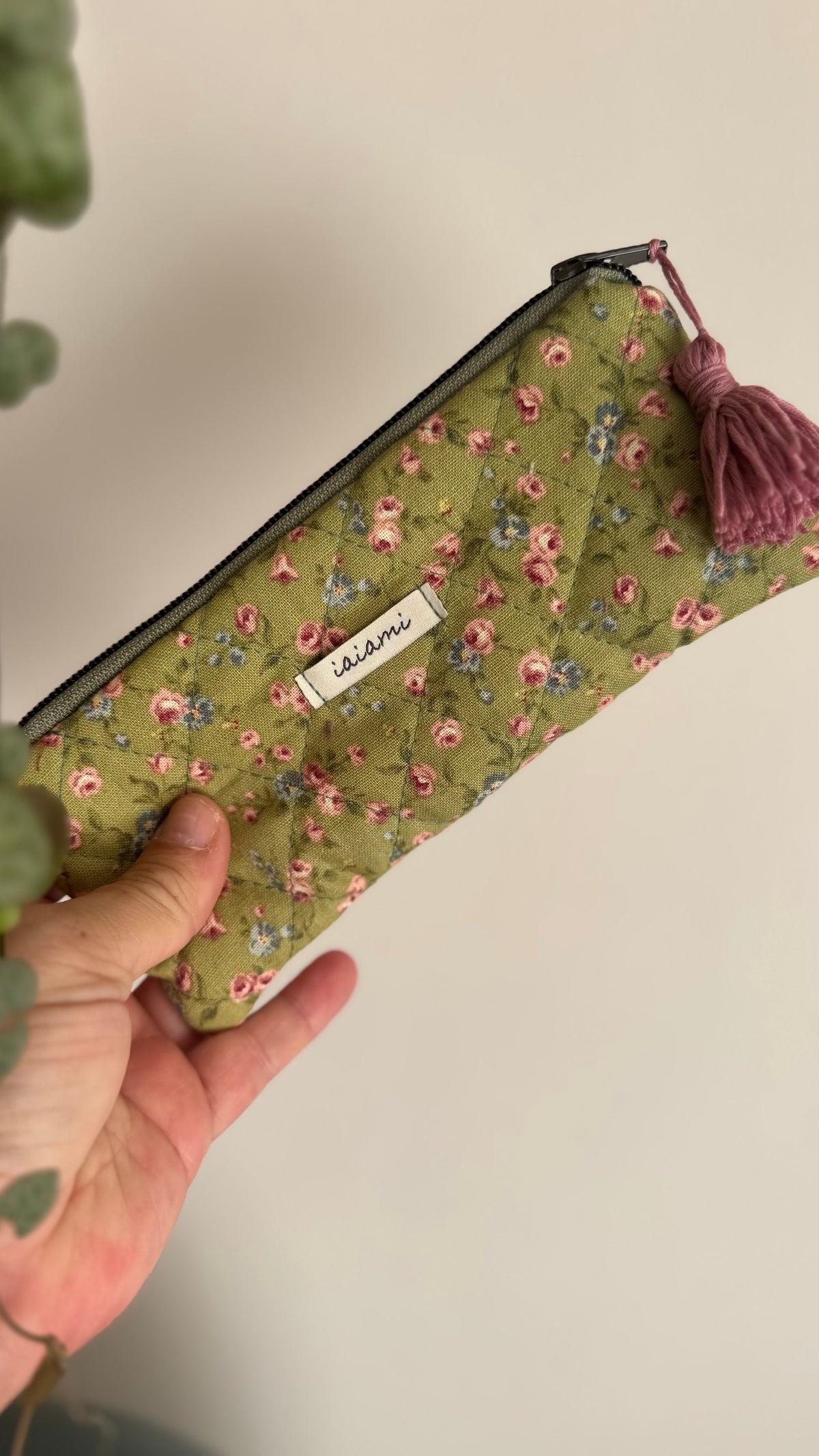 Astuccio trapuntato (Porta occhiali) - Fiorellini Verde (Hanbok)