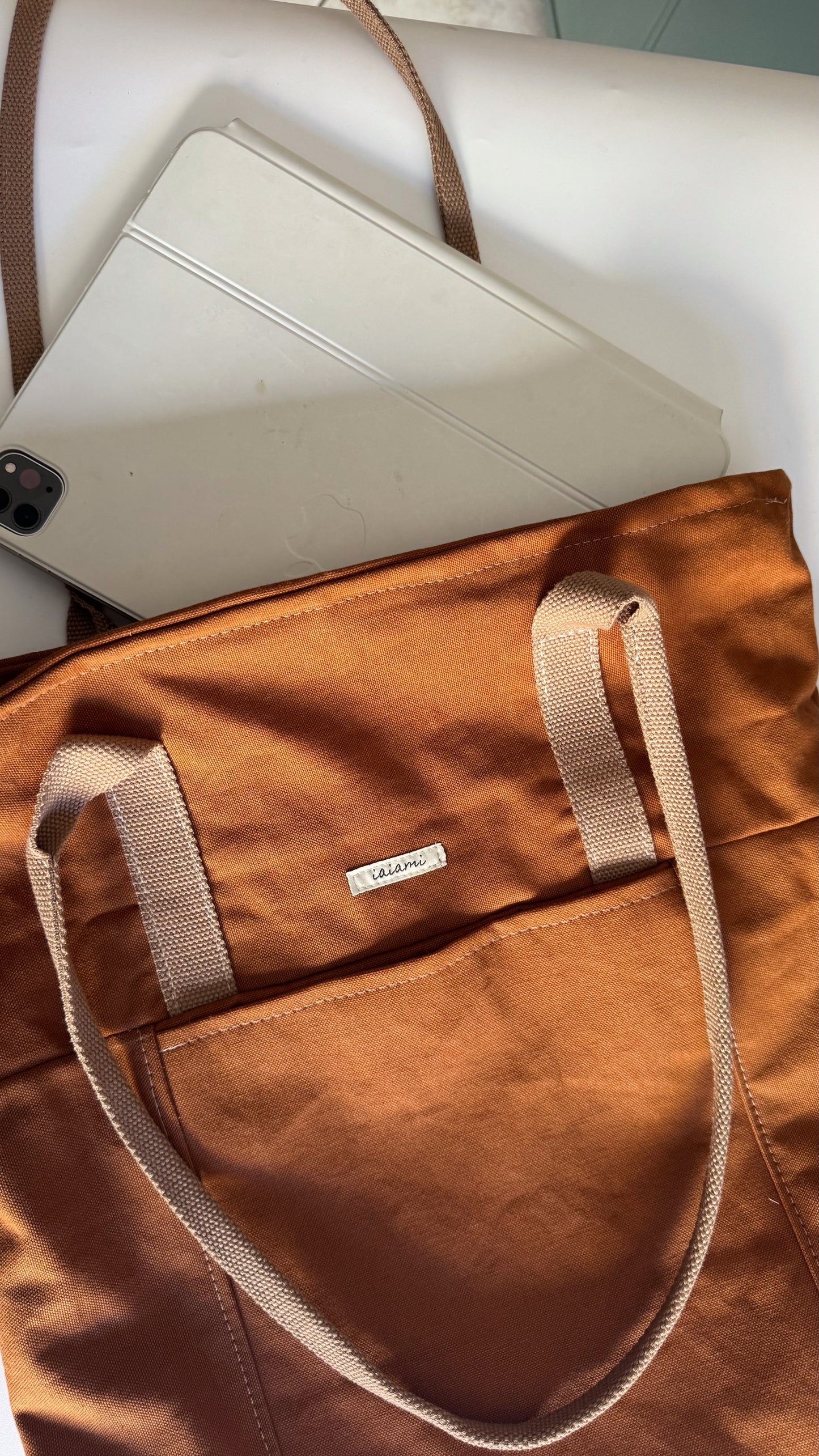 Tote Bag Tamalito - Terracotta /Cammello & rosa (Stripes)