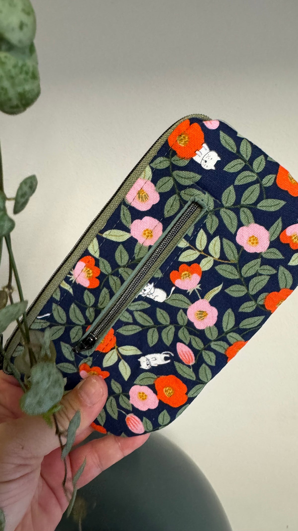 Pocket Pochette (Maxi) - Fiori Arancioni Verde (Hanbok)