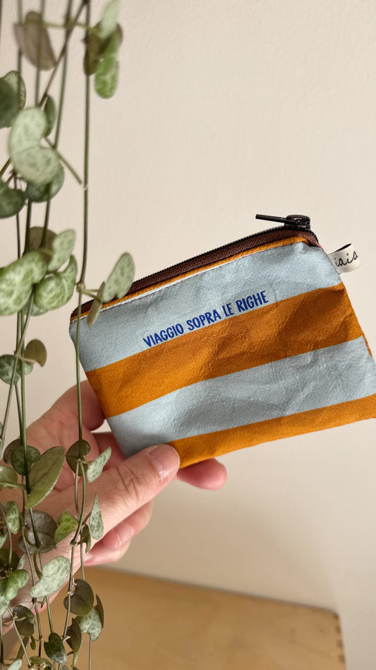 Porta Tessere/Porta Monete - Grigio & Cammello (Stripes)