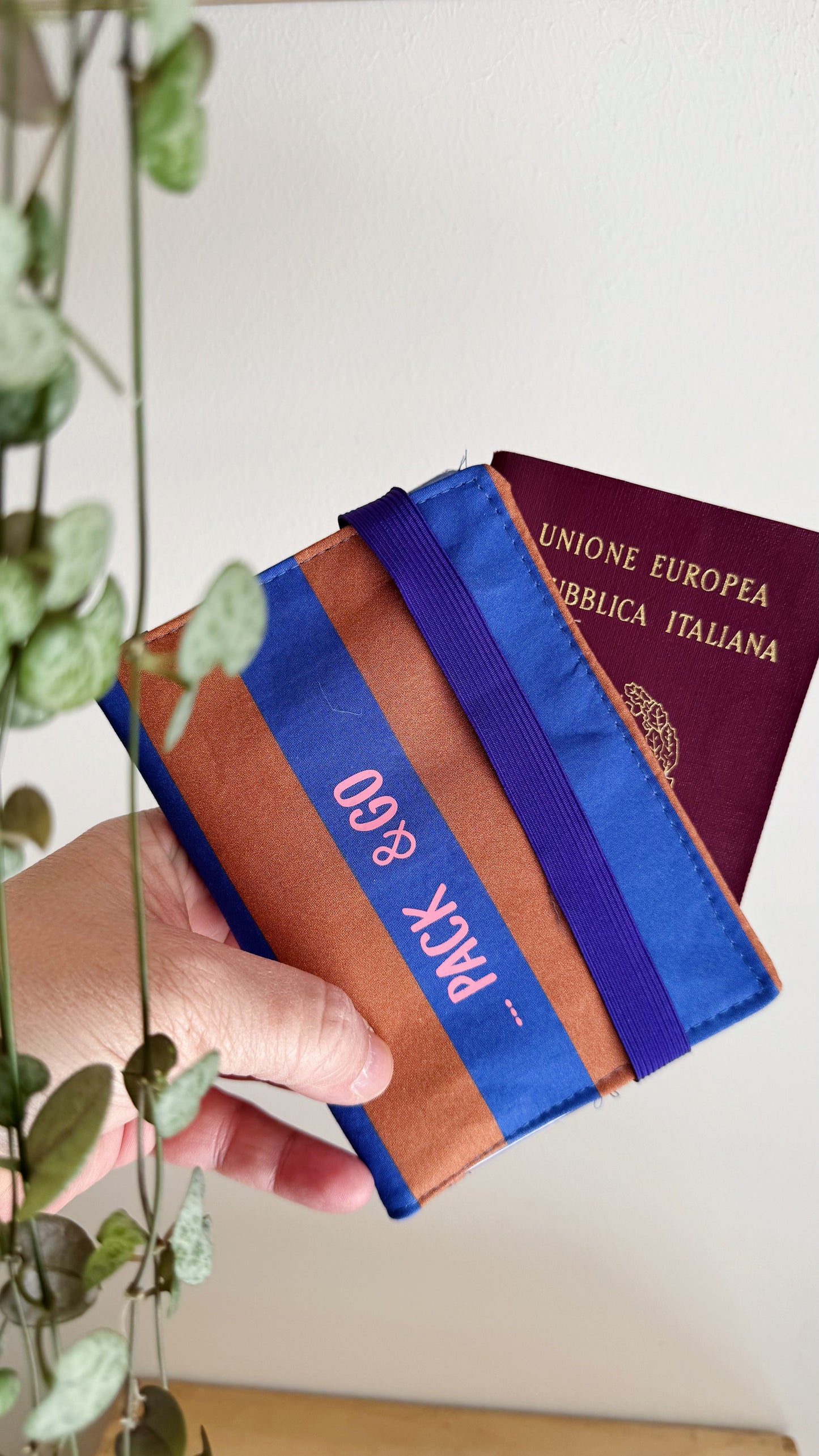 Porta Passaporto - Indaco & Cammello (Stripes)