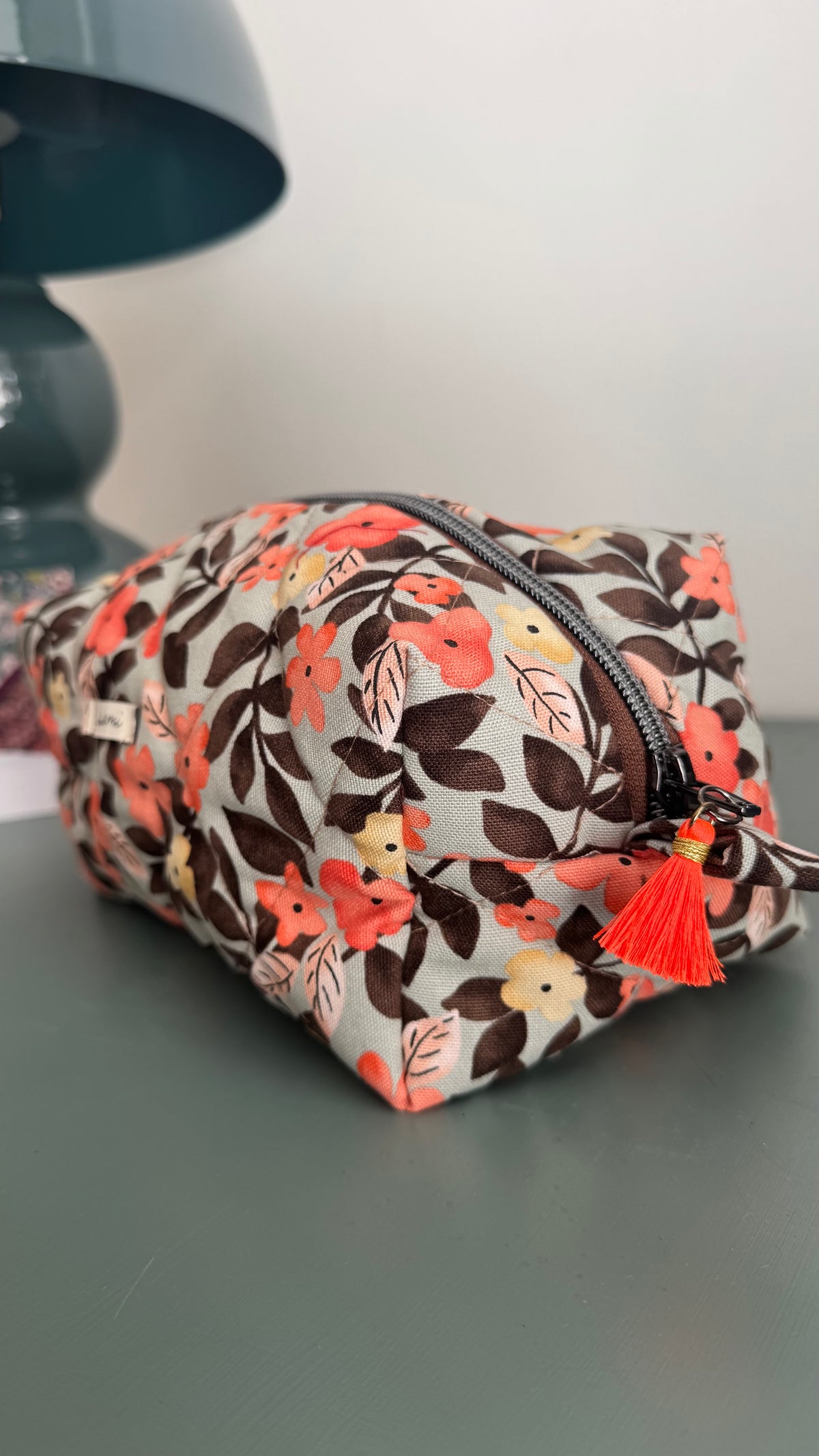 Cubotto trapuntato - Fiori Arancio Grey (Hanbok)