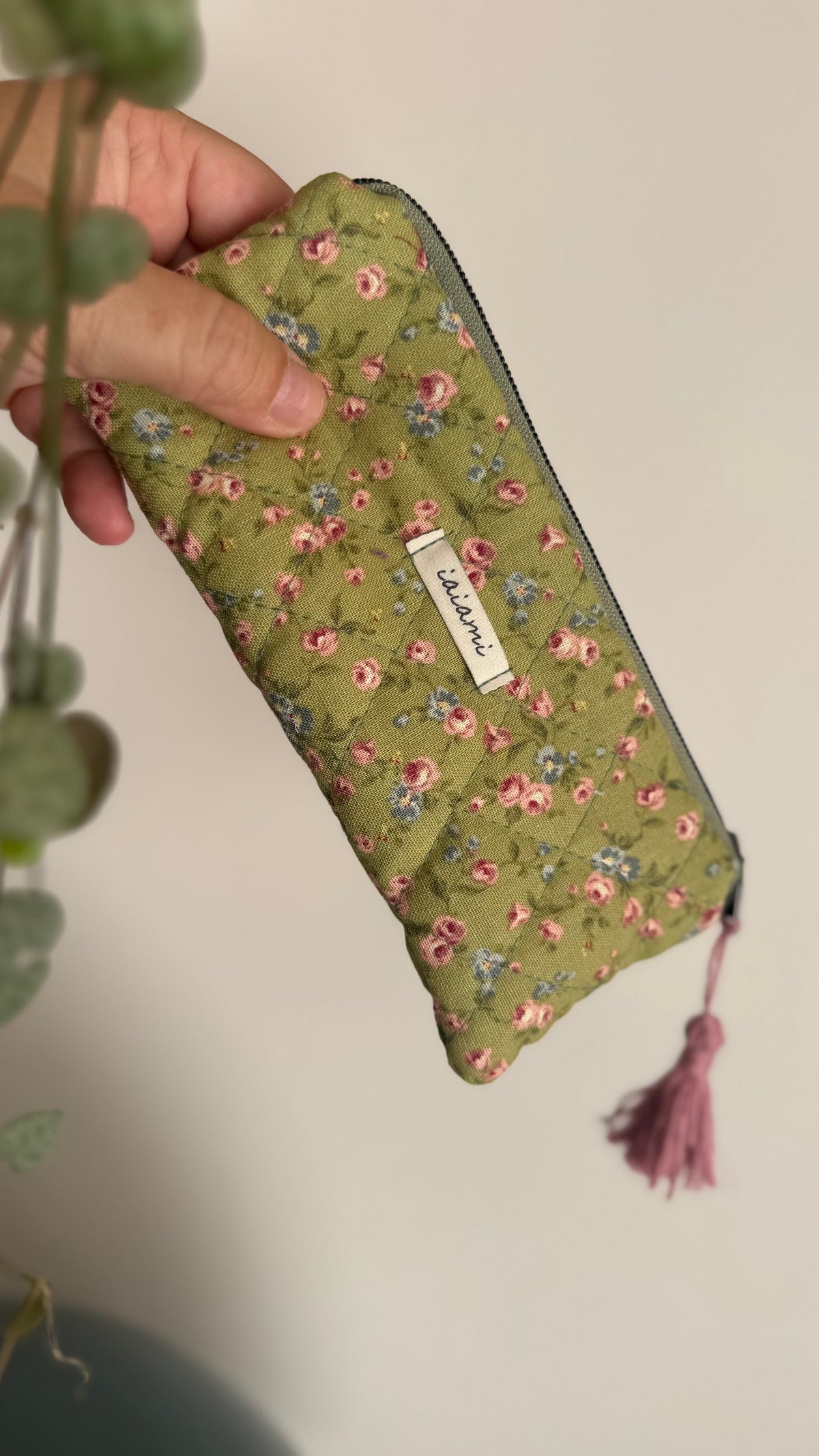 Astuccio trapuntato (Porta occhiali) - Fiorellini Verde (Hanbok)