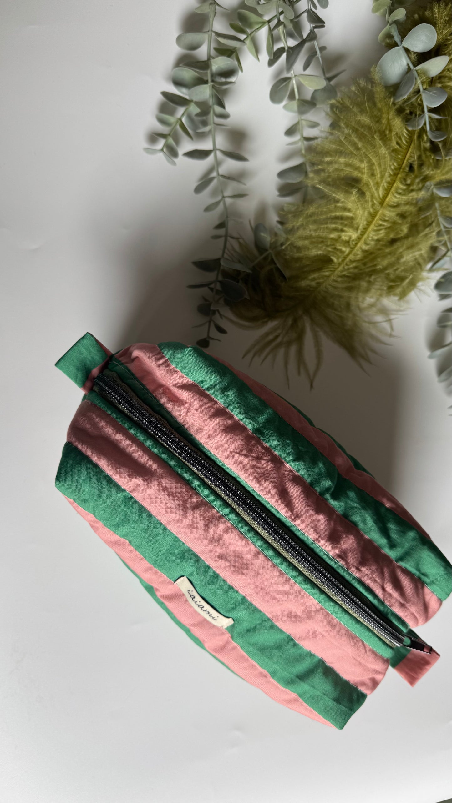 Cubotto trapuntato - Rosa & Verde (Stripes)