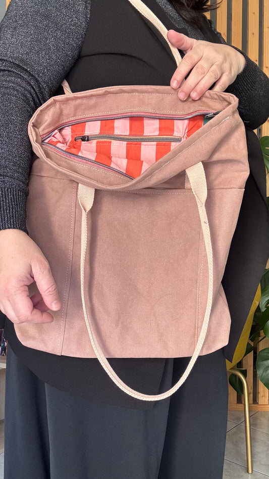 Tote Bag Tamalito - Rosa cipria /Rosa & Arancione (Stripes)