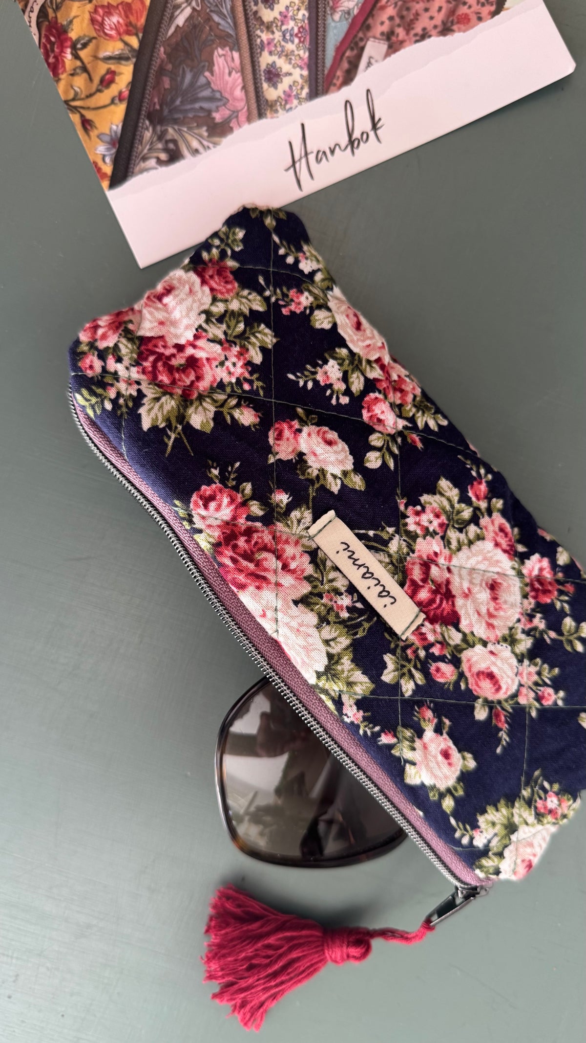 Astuccio trapuntato (Porta occhiali) - Rose Blue (Hanbok)