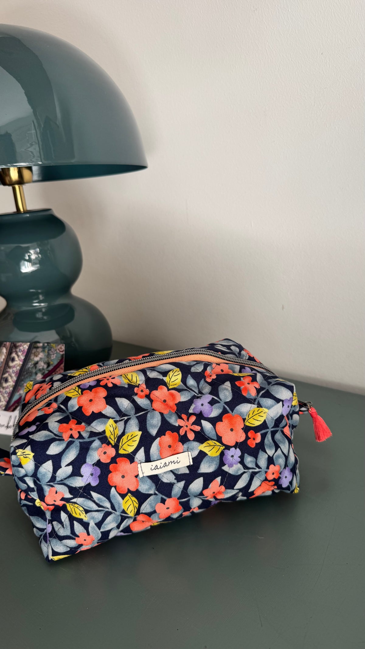 Cubotto trapuntato - Fiori Arancio Blue (Hanbok)