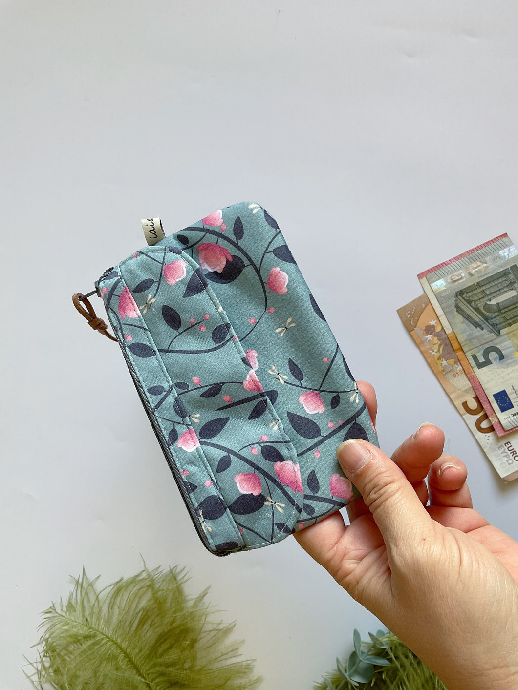 Pocket Pochette con tasca (Mini) - Magnolie e Libellule