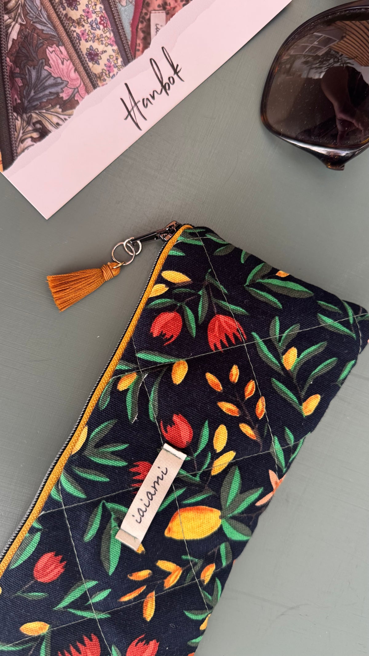 Astuccio trapuntato (Porta occhiali) - Fiori e Limoni  (Hanbok)
