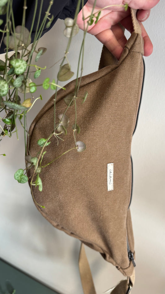 Moon Bag - Tortora / Righe mattone-grigio (Stripes)
