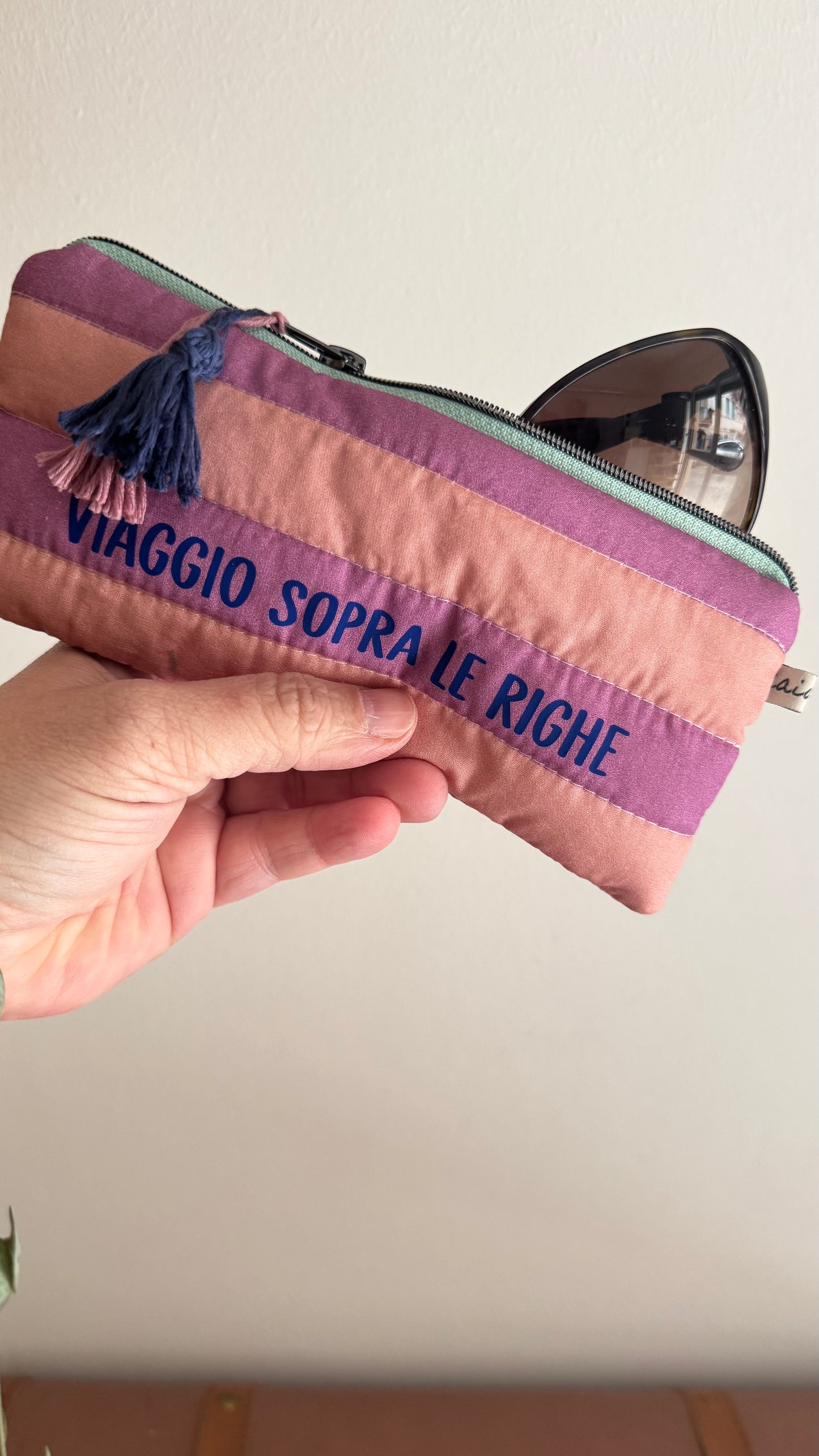 Astuccio trapuntato (Porta occhiali) - Rosa & Violetto (Stripes)