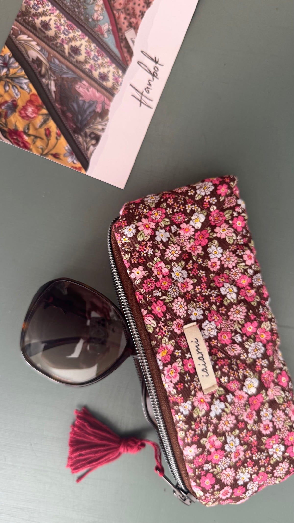 Astuccio trapuntato (Porta occhiali) - Fiori Rosa  (Hanbok)