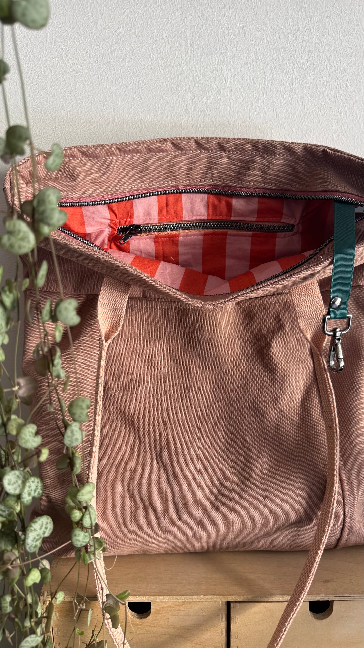 Tote Bag Tamalito - Rosa cipria /Rosa & Arancione (Stripes)