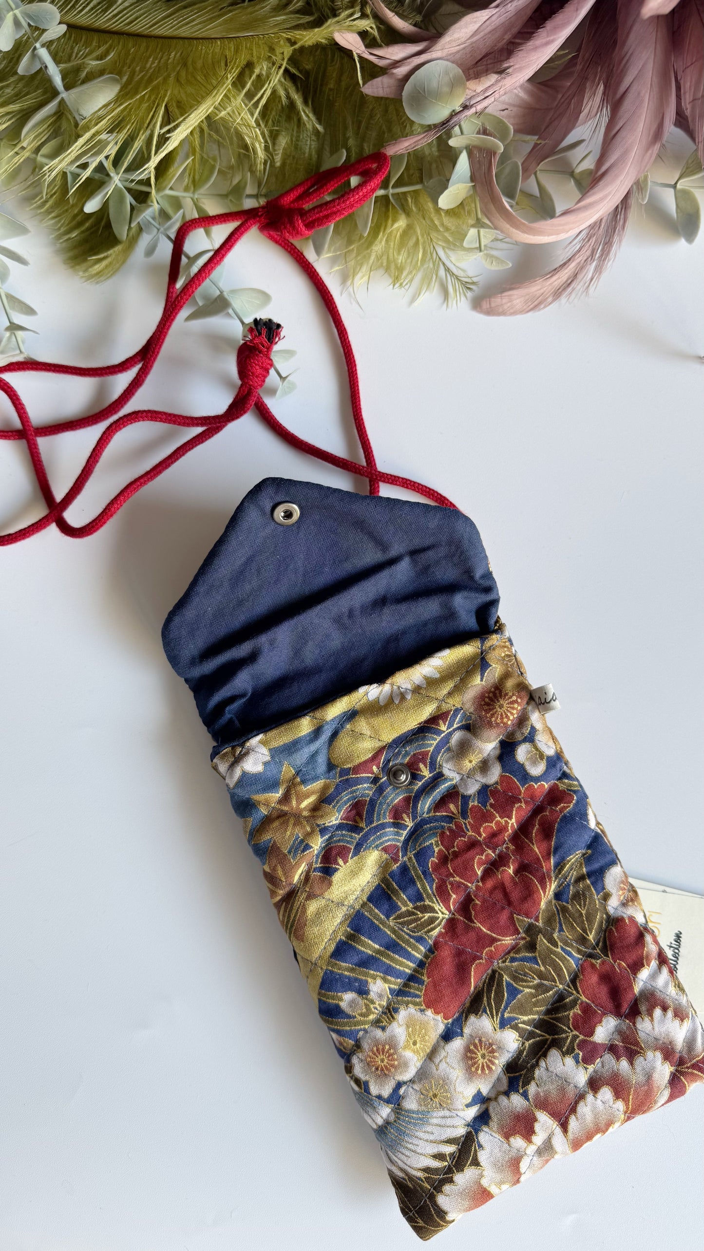Astuccio porta cellulare trapuntato - Airone Blue (Nippori)