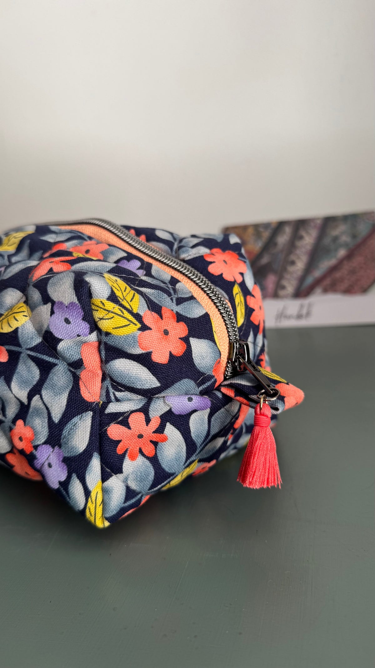 Cubotto trapuntato - Fiori Arancio Blue (Hanbok)