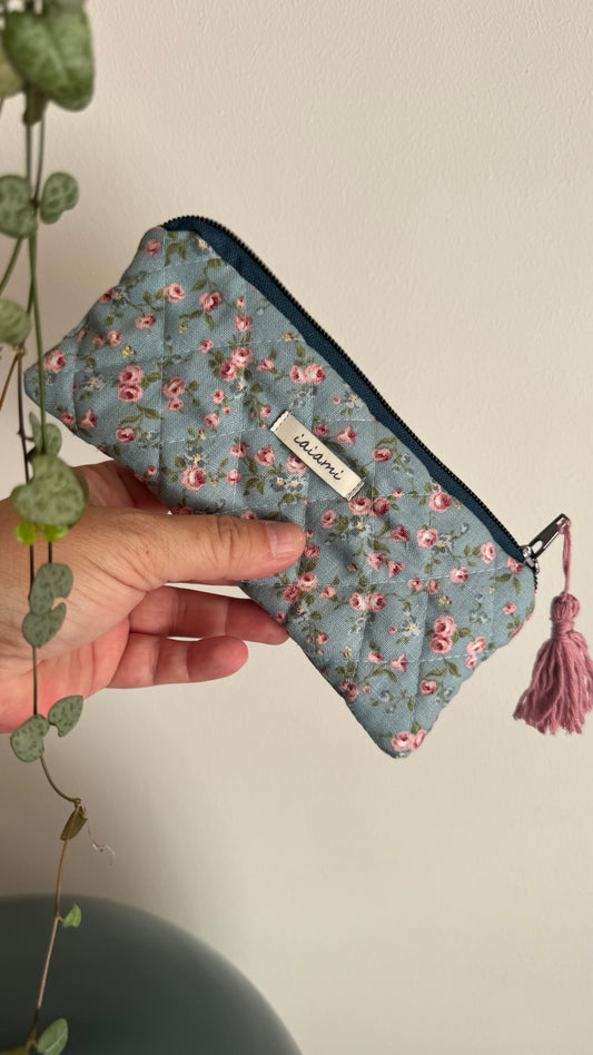 Astuccio trapuntato (Porta occhiali) - fiorellini Azzurro (Hanbok)