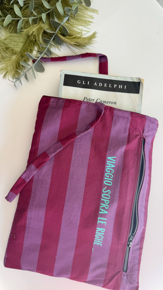 Custodia per libri (Maxi) - Fucsia & Violetto (Stripes)