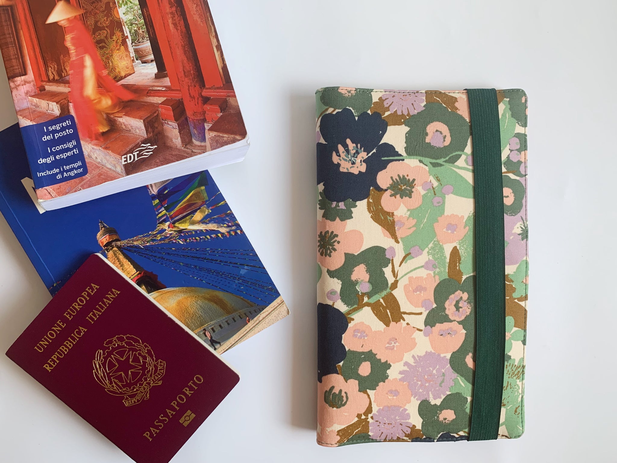 Porta Documenti da viaggio (versione Famiglia - 2 passaporti) - Fiori  Maculato